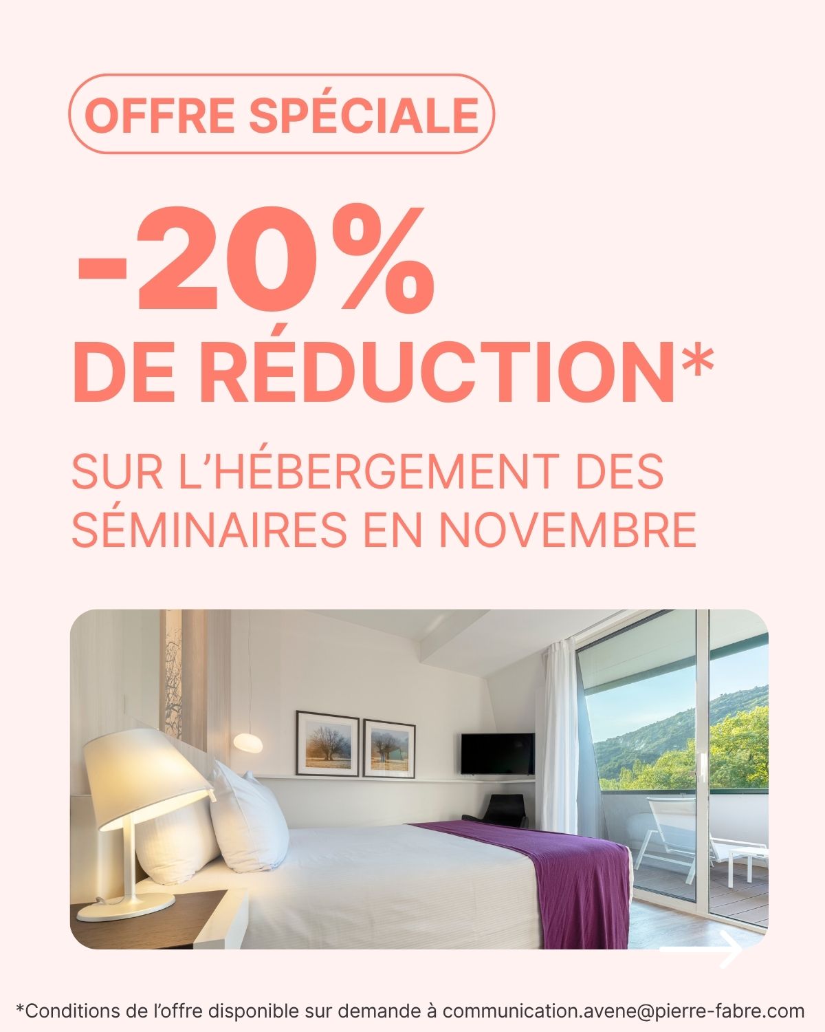 Promotion hébergement des séminaires de novembre